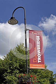 A Discover Trowbridge Lamp Post Banner