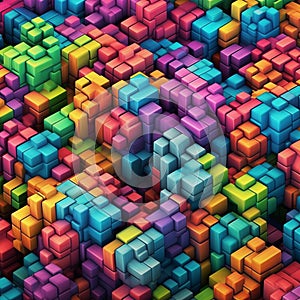 Vibrant Geometric 3D Cubes Tessellation Pattern High-Resolution Modern Abstract Design
