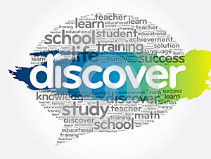 DISCOVER word cloud, education concept background