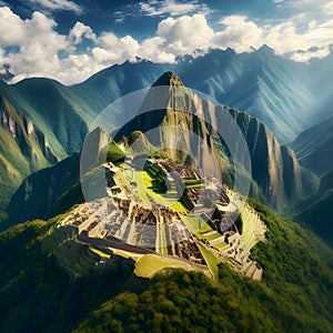 Discovering the Marvels of Machu Picchu, Peru's Iconic Archeological Wonder. Generative ai for illustrations