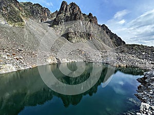 Discovering Peaks: Lac Blanc Reflections, Grand Balcon, Chamonix, France photo