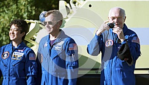 Discovery crew before the launch