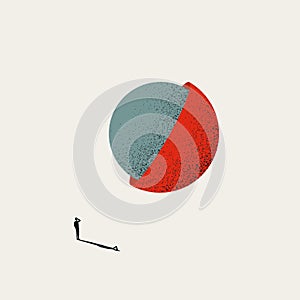 Discovery and exploration by woman business vector concept. Symbol of success, reveal, innovation. Minimal illustration.