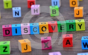 Discovery word on table photo