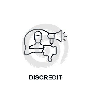 Discredit icon. Monochrome simple line Harassment icon for templates, web design and infographics