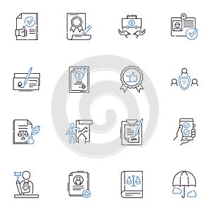 Discretion line icons collection. Privacy, Secrecy, Confidentiality, Prudence, Caution, Circumspection, Reserve vector