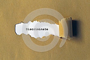 discriminate on white paper photo