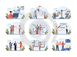 Discrimination concept set. Bias in society, different people inequality