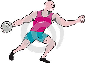 Discus Thrower Side Isolated Cartoon