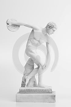 Discus thrower statue on a white background