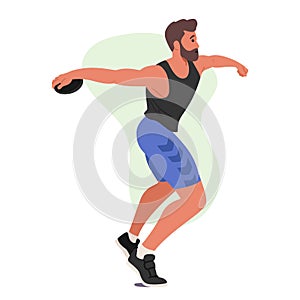 Discus Throwing Athlete Exhibits Powerful Rotational Technique, Precise Footwork, And Explosive Strength photo
