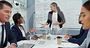 Discussing the future of our business. a young businesswoman explaining her ideas during a boardroom meeting with