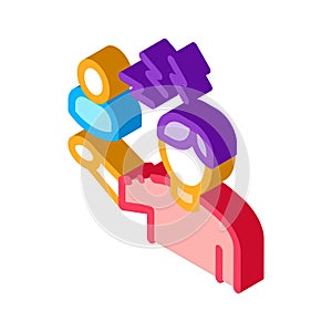 Discussion and condemnation of man isometric icon vector illustration