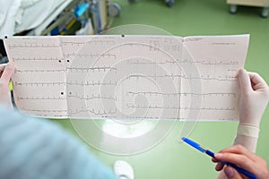 Discussion on documents (ECG) of the patient