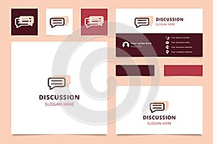 Discussion logo brand business card. Branding book from business management icons collection. Creative Discussion logo