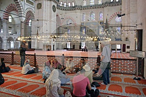 Discussion on religion at blue Mosque, Istanbul, Turkey