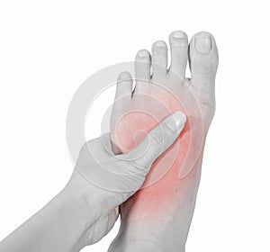 Disease of the body part feet on white background