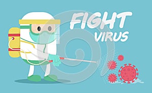 Disease control experts fighting with virus. COVID-19