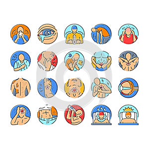 disease health heart icons set vector