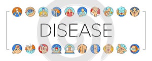 disease health heart icons set vector