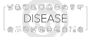 Disease Human Organ Collection Icons Set Vector .