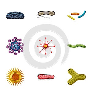 Disease icons set, cartoon style