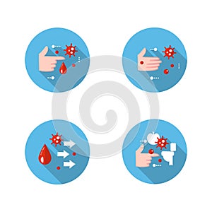 Disease spread concept flat icons set