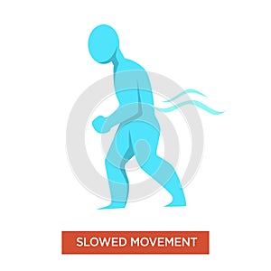 Slowed movements disease symptom man blue figure