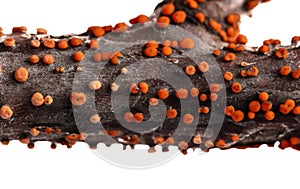 Disease on a tree branch isolated on a white background