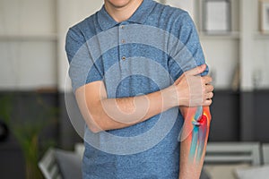 Diseases of the elbow joint, bone fracture and inflammation, man suffering from pain in cubit