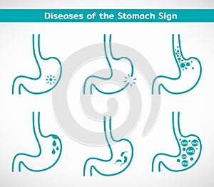 Diseases of the Stomach sign vector set design