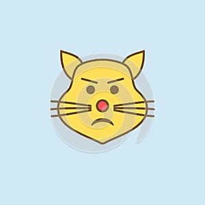 disgruntled cat 2 colored line icon. Simple yellow and brown element illustration. disgruntled cat concept outline symbol design f