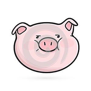 Disgruntled emoticon icon. Emoji pig.