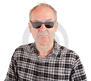 Disgruntled Guy Wearing Sunglasses