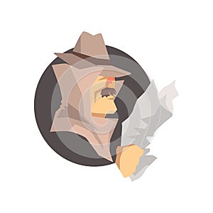 Disguised detective character wearing classic fedora hat avatar photo