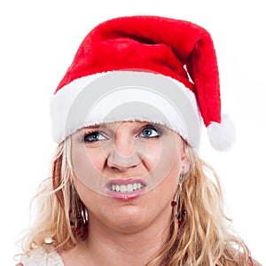 Disgusted Christmas woman face