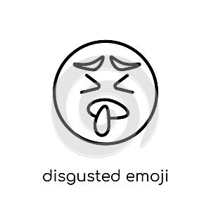 disgusted emoji icon. Trendy modern flat linear vector disgusted