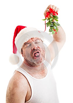 Disgusting Guy with Christmas Mistletoe
