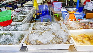 Disgusting Thai seafood mussels shrimps Bangrak market Koh Samui Thailand