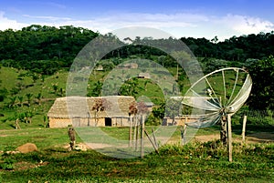 Dish antenna in village