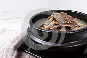 A dish with beef head meat in beef brothBeef Head Meat Soup