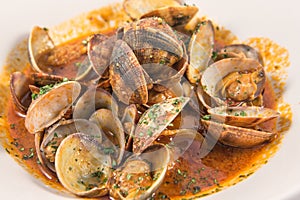 Dish of Clams in red sauce