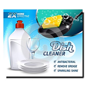 Dish Cleaner Detergent Promotional Poster Vector