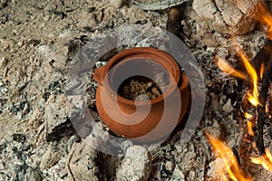 A dish on cold coals