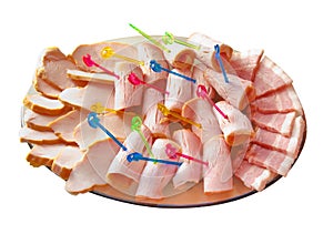 Dish with different kinds of the ham