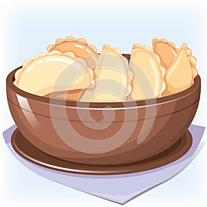Dish with dumplings photo