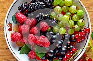 Dish of fresh seasonal berries