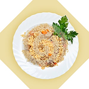 Dish of fried rice with meat(pilaf)