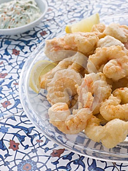 Dish of Fritto Misto di mare with Herb Dressing