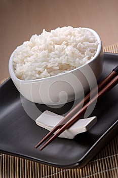 Dish full of plain rice